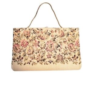 VINTAGE Tapestry Needlepoint Chained Mini Clutch